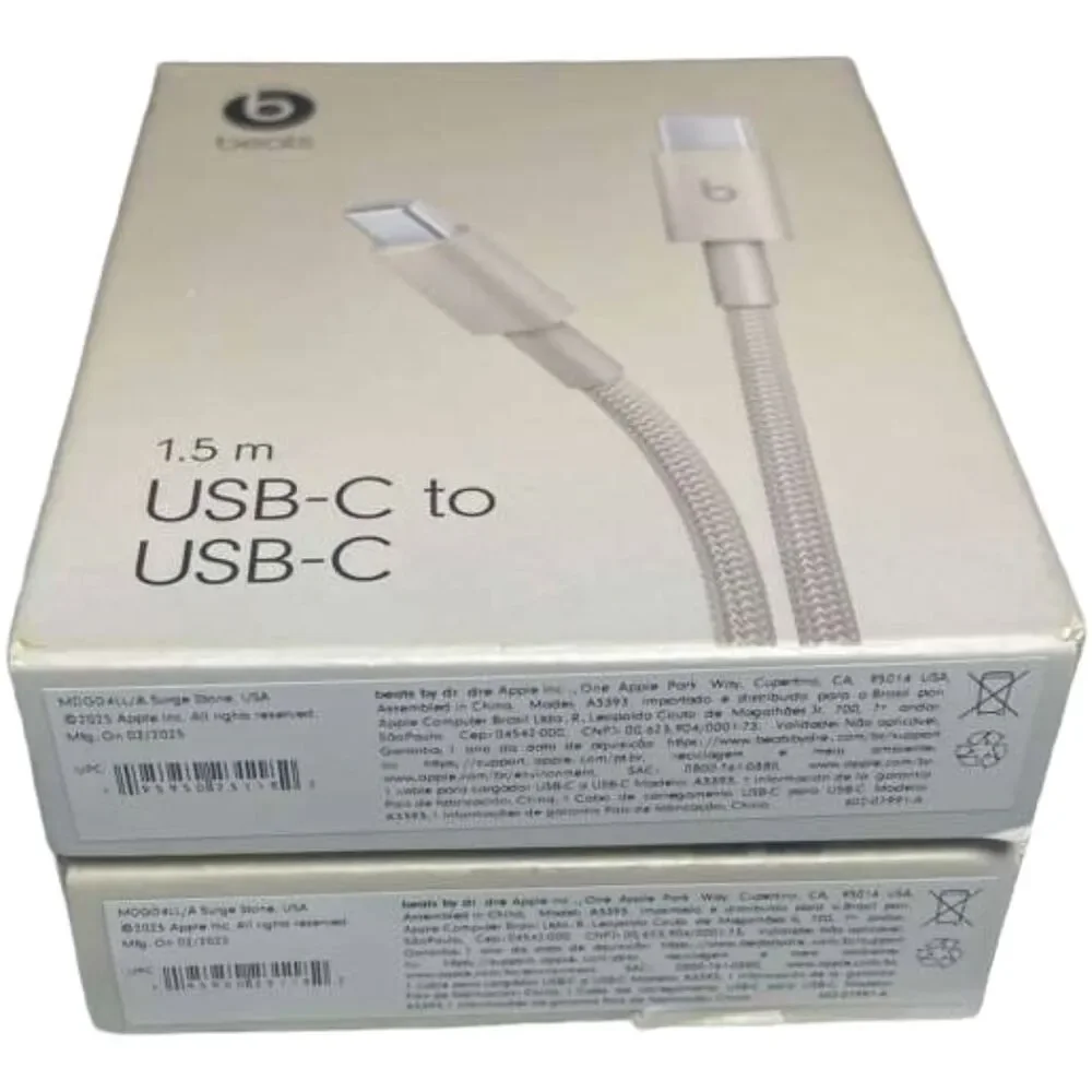 Beats USB-C to USB-C Cable 1.5m Fast Charging Woven Stone Lot of 2 Open Box